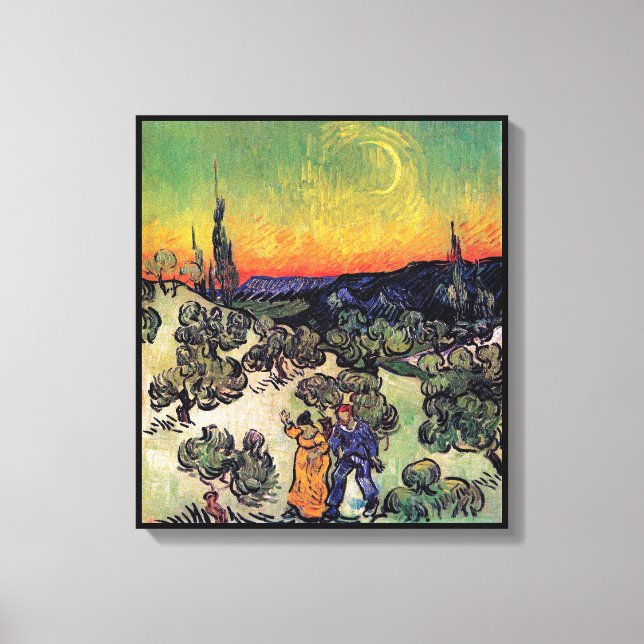 Vincent Van Gogh - Landscape With Couple Fine Art Canvas Print (Front)