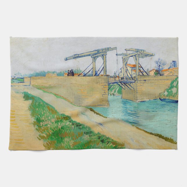 Vincent van Gogh - Langlois Bridge at Arles #2 Tea Towel (Horizontal)