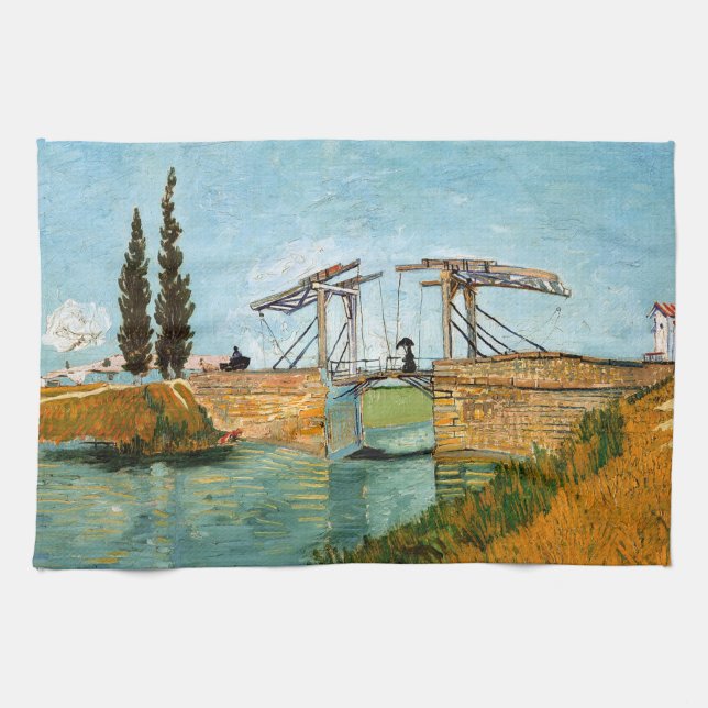 Vincent van Gogh - Langlois Bridge at Arles #3 Tea Towel (Horizontal)