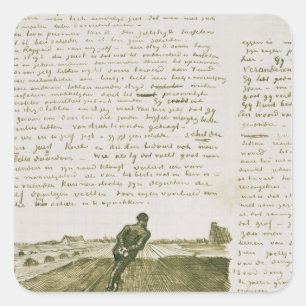 Vincent van Gogh   Man pulling a harrow Square Sticker