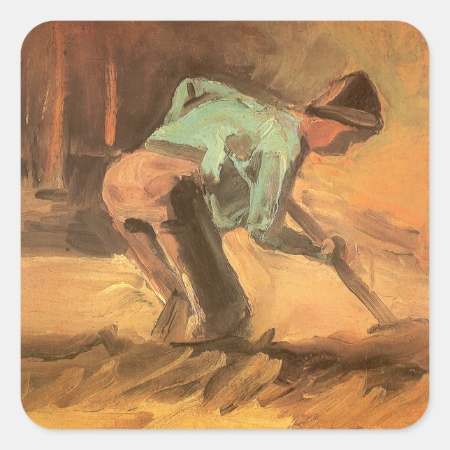 Vincent van Gogh - Man Stooping w Stick or Spade Square Sticker (Front)