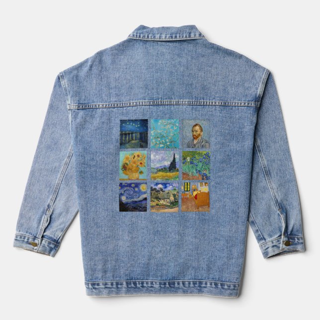 Vincent Van Gogh - Masterpieces Grid Denim Jacket (Back)
