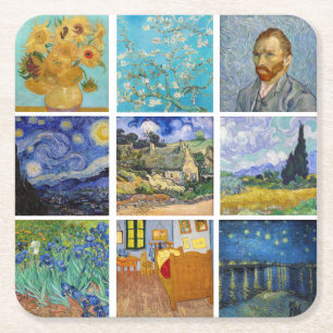 Vincent Van Gogh - Masterpieces Grid Square Paper Coaster