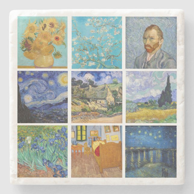 Vincent Van Gogh - Masterpieces Grid Stone Coaster (Front)