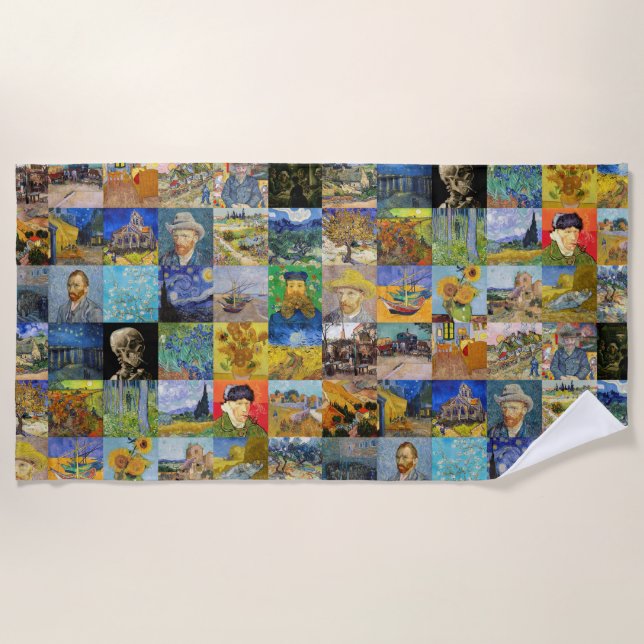 Vincent van Gogh - Masterpieces Mosaic Patchwork Beach Towel (Front)