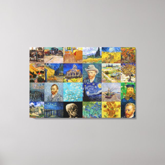 Vincent van Gogh - Masterpieces Mosaic Patchwork Canvas Print (Front)