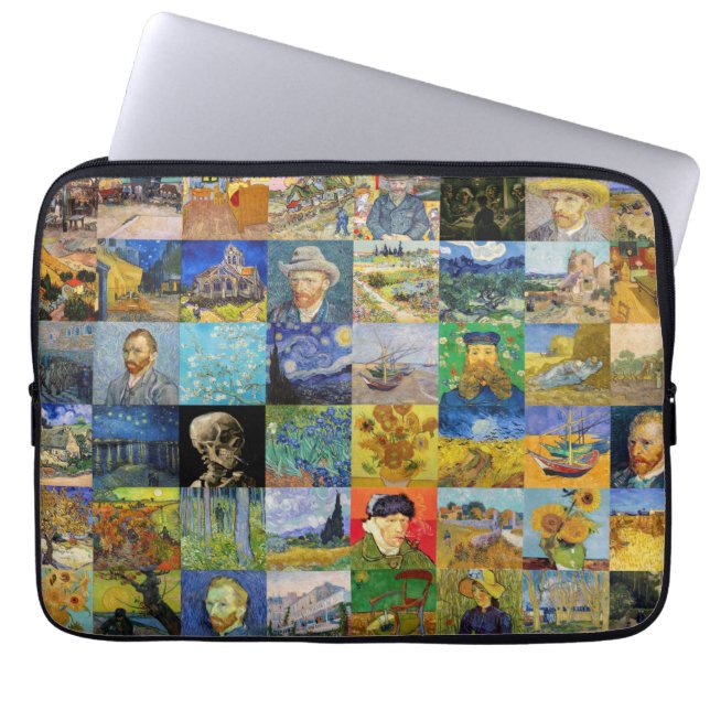 Vincent van Gogh - Masterpieces Mosaic Patchwork Laptop Sleeve (Front)