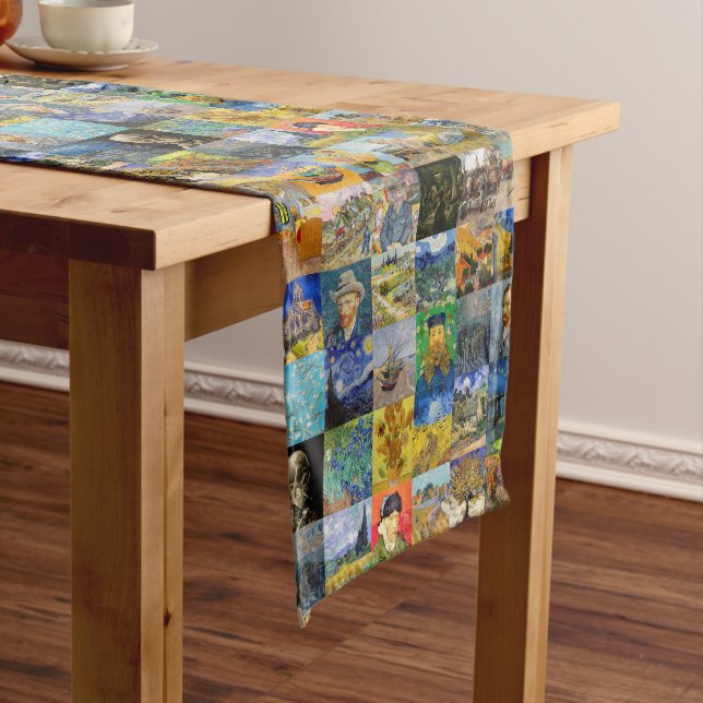 Vincent van Gogh - Masterpieces Mosaic Patchwork Short Table Runner (In Situ)
