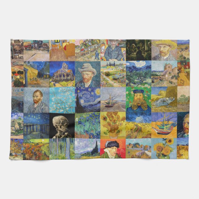 Vincent van Gogh - Masterpieces Mosaic Patchwork Tea Towel (Horizontal)