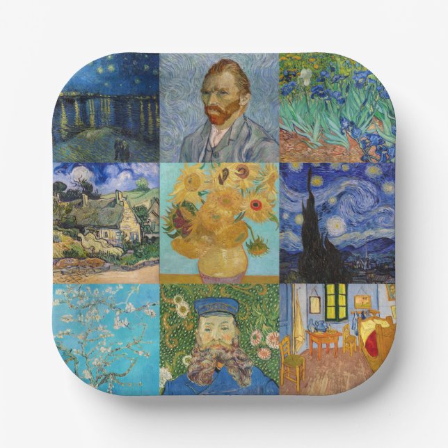 Vincent Van Gogh - Masterpieces Patchwork Paper Plate (Front)