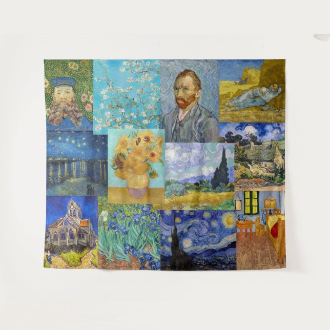 Vincent Van Gogh - Masterpieces Patchwork Tapestry (Front (Horizontal))