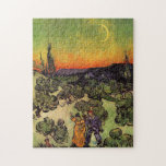 Vincent Van Gogh Moonlit Landscape Jigsaw Puzzle<br><div class="desc">Vincent Van Gogh Moonlit Landscape Fine Art Painting "Moonlit Landscape", also known as "The Promenade, Evening" or "Landscape with Couple Walking" is an oil painting by Dutch Post-Impressionist artist Vincent van Gogh. The painting features a twilight sky with a crescent moon. The beautiful artwork shows warm, vibrant colours such as...</div>