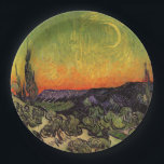 Vincent Van Gogh Moonlit Landscape Paper Plate<br><div class="desc">Vincent Van Gogh Moonlit Landscape Fine Art Painting "Moonlit Landscape", also known as "The Promenade, Evening" or "Landscape with Couple Walking" is an oil painting by Dutch Post-Impressionist artist Vincent van Gogh. The painting features a twilight sky with a crescent moon. The beautiful artwork shows warm, vibrant colours such as...</div>