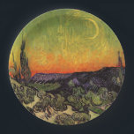 Vincent Van Gogh Moonlit Landscape Paper Plate<br><div class="desc">Vincent Van Gogh Moonlit Landscape Fine Art Painting "Moonlit Landscape", also known as "The Promenade, Evening" or "Landscape with Couple Walking" is an oil painting by Dutch Post-Impressionist artist Vincent van Gogh. The painting features a twilight sky with a crescent moon. The beautiful artwork shows warm, vibrant colours such as...</div>