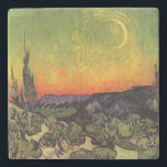 Vincent Van Gogh Moonlit Landscape Stone Coaster<br><div class="desc">Vincent Van Gogh Moonlit Landscape Fine Art Painting "Moonlit Landscape", also known as "The Promenade, Evening" or "Landscape with Couple Walking" is an oil painting by Dutch Post-Impressionist artist Vincent van Gogh. The painting features a twilight sky with a crescent moon. The beautiful artwork shows warm, vibrant colours such as...</div>