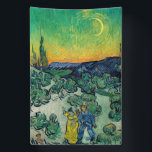 Vincent van Gogh - Moonlit Landscape with Couple Banner<br><div class="desc">Moonlit Landscape / Couple Walking among Olive Trees in a Mountainous Landscape with Crescent Moon - Vincent van Gogh,  Oil on Canvas,  1890</div>