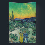 Vincent van Gogh - Moonlit Landscape with Couple Banner<br><div class="desc">Moonlit Landscape / Couple Walking among Olive Trees in a Mountainous Landscape with Crescent Moon - Vincent van Gogh,  Oil on Canvas,  1890</div>