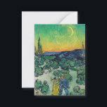 Vincent van Gogh - Moonlit Landscape with Couple Card<br><div class="desc">Moonlit Landscape / Couple Walking among Olive Trees in a Mountainous Landscape with Crescent Moon - Vincent van Gogh,  Oil on Canvas,  1890</div>