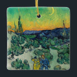 Vincent van Gogh - Moonlit Landscape with Couple Ceramic Ornament<br><div class="desc">Moonlit Landscape / Couple Walking among Olive Trees in a Mountainous Landscape with Crescent Moon - Vincent van Gogh,  Oil on Canvas,  1890</div>