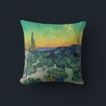 Vincent van Gogh - Moonlit Landscape with Couple Cushion<br><div class="desc">Moonlit Landscape / Couple Walking among Olive Trees in a Mountainous Landscape with Crescent Moon - Vincent van Gogh,  Oil on Canvas,  1890</div>
