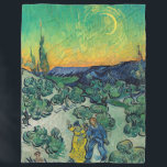 Vincent van Gogh - Moonlit Landscape with Couple Fleece Blanket<br><div class="desc">Moonlit Landscape / Couple Walking among Olive Trees in a Mountainous Landscape with Crescent Moon - Vincent van Gogh,  Oil on Canvas,  1890</div>