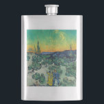 Vincent van Gogh - Moonlit Landscape with Couple Hip Flask<br><div class="desc">Moonlit Landscape / Couple Walking among Olive Trees in a Mountainous Landscape with Crescent Moon - Vincent van Gogh,  Oil on Canvas,  1890</div>