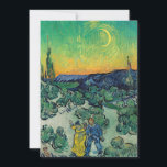 Vincent van Gogh - Moonlit Landscape with Couple Invitation<br><div class="desc">Moonlit Landscape / Couple Walking among Olive Trees in a Mountainous Landscape with Crescent Moon - Vincent van Gogh,  Oil on Canvas,  1890</div>