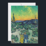 Vincent van Gogh - Moonlit Landscape with Couple Invitation<br><div class="desc">Moonlit Landscape / Couple Walking among Olive Trees in a Mountainous Landscape with Crescent Moon - Vincent van Gogh,  Oil on Canvas,  1890</div>