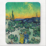 Vincent van Gogh - Moonlit Landscape with Couple Mouse Pad<br><div class="desc">Moonlit Landscape / Couple Walking among Olive Trees in a Mountainous Landscape with Crescent Moon - Vincent van Gogh,  Oil on Canvas,  1890</div>
