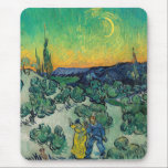 Vincent van Gogh - Moonlit Landscape with Couple Mouse Pad<br><div class="desc">Moonlit Landscape / Couple Walking among Olive Trees in a Mountainous Landscape with Crescent Moon - Vincent van Gogh,  Oil on Canvas,  1890</div>