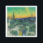 Vincent van Gogh - Moonlit Landscape with Couple Napkin<br><div class="desc">Moonlit Landscape / Couple Walking among Olive Trees in a Mountainous Landscape with Crescent Moon - Vincent van Gogh,  Oil on Canvas,  1890</div>
