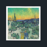Vincent van Gogh - Moonlit Landscape with Couple Napkin<br><div class="desc">Moonlit Landscape / Couple Walking among Olive Trees in a Mountainous Landscape with Crescent Moon - Vincent van Gogh,  Oil on Canvas,  1890</div>