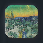 Vincent van Gogh - Moonlit Landscape with Couple Paper Plate<br><div class="desc">Moonlit Landscape / Couple Walking among Olive Trees in a Mountainous Landscape with Crescent Moon - Vincent van Gogh,  Oil on Canvas,  1890</div>