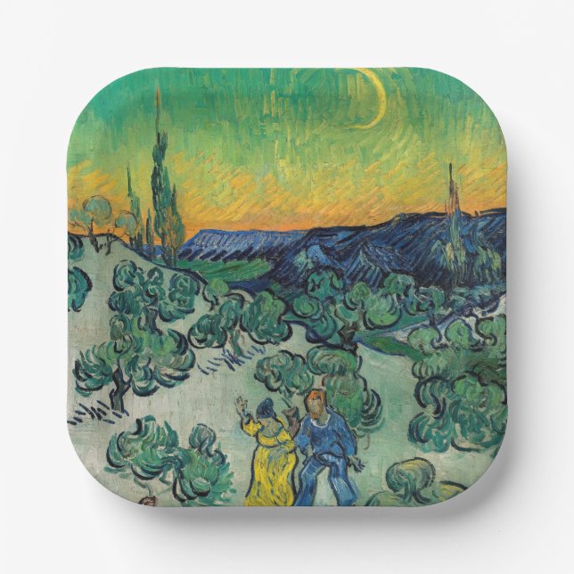 Vincent van Gogh - Moonlit Landscape with Couple Paper Plate (Front)