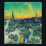 Vincent van Gogh - Moonlit Landscape with Couple Photo Print<br><div class="desc">Moonlit Landscape / Couple Walking among Olive Trees in a Mountainous Landscape with Crescent Moon - Vincent van Gogh,  Oil on Canvas,  1890</div>