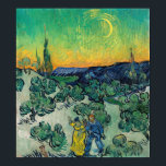Vincent van Gogh - Moonlit Landscape with Couple Poster<br><div class="desc">Moonlit Landscape / Couple Walking among Olive Trees in a Mountainous Landscape with Crescent Moon - Vincent van Gogh,  Oil on Canvas,  1890</div>