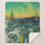 Vincent van Gogh - Moonlit Landscape with Couple Sherpa Blanket<br><div class="desc">Moonlit Landscape / Couple Walking among Olive Trees in a Mountainous Landscape with Crescent Moon - Vincent van Gogh,  Oil on Canvas,  1890</div>