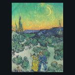 Vincent van Gogh - Moonlit Landscape with Couple Tablecloth<br><div class="desc">Moonlit Landscape / Couple Walking among Olive Trees in a Mountainous Landscape with Crescent Moon - Vincent van Gogh,  Oil on Canvas,  1890</div>