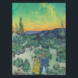 Vincent van Gogh - Moonlit Landscape with Couple Tablecloth<br><div class="desc">Moonlit Landscape / Couple Walking among Olive Trees in a Mountainous Landscape with Crescent Moon - Vincent van Gogh,  Oil on Canvas,  1890</div>