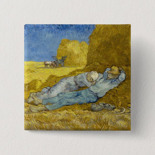 Vincent Van Gogh - Noon, Rest from work / Siesta 15 Cm Square Badge (Front)