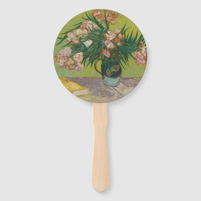 Vincent Van Gogh Oleander flower painting Hand Fan (Front)