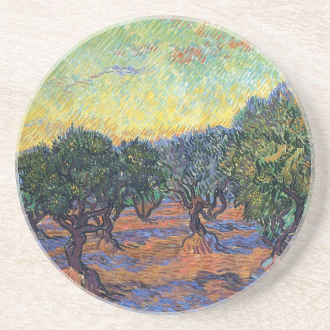 Vincent Van Gogh Olive Grove Impressionism Art Coaster (Front)
