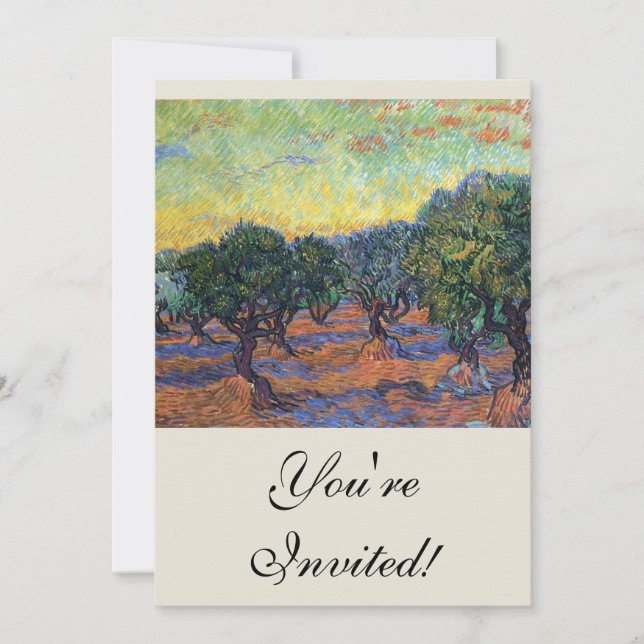 Vincent Van Gogh Olive Grove Impressionism Art Invitation (Front)