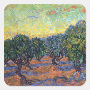 Vincent Van Gogh Olive Grove Impressionism Art Square Sticker