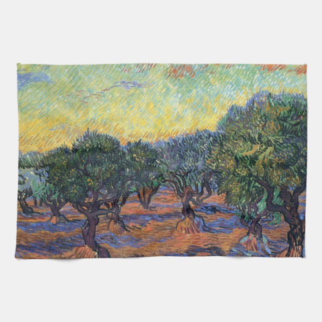 Vincent Van Gogh Olive Grove Impressionism Art Tea Towel (Horizontal)