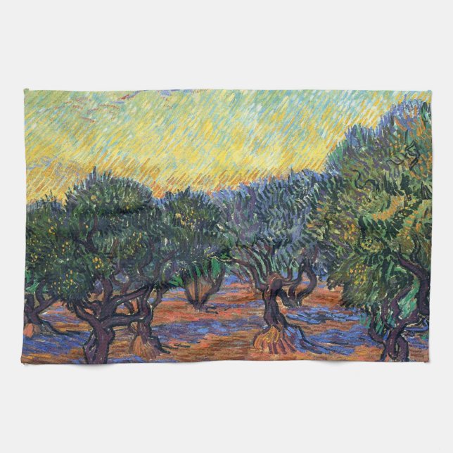 Vincent Van Gogh Olive Grove Impressionism Art Tea Towel (Horizontal)