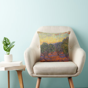 Vincent van Gogh - Olive Grove, Orange Sky Cushion