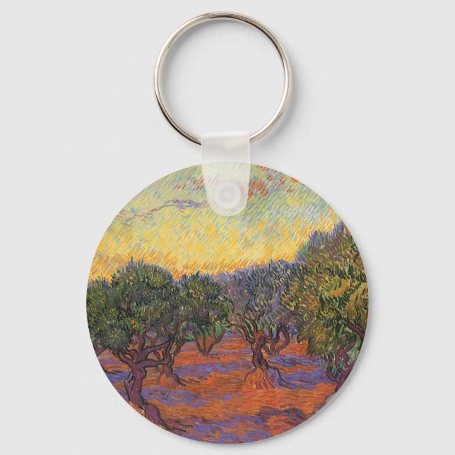 Vincent van Gogh - Olive Grove, Orange Sky Key Ring (Front)