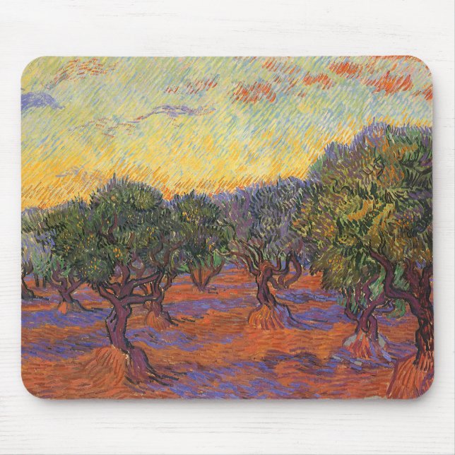 Vincent van Gogh - Olive Grove, Orange Sky Mouse Pad (Front)