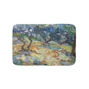 Vincent van Gogh - Olive Trees: Bright blue sky Bath Mat
